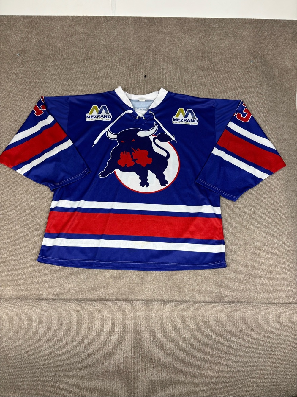 Birmingham Bulls Hockey Jersey Blue Adult Size XL Destroyer Rocks Promo Jersey